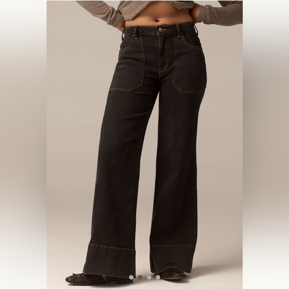 Pilcro Denim - Pilcro Curvy Jeans Size 31 Tall Black Shadow Wash High Rise Wide Leg